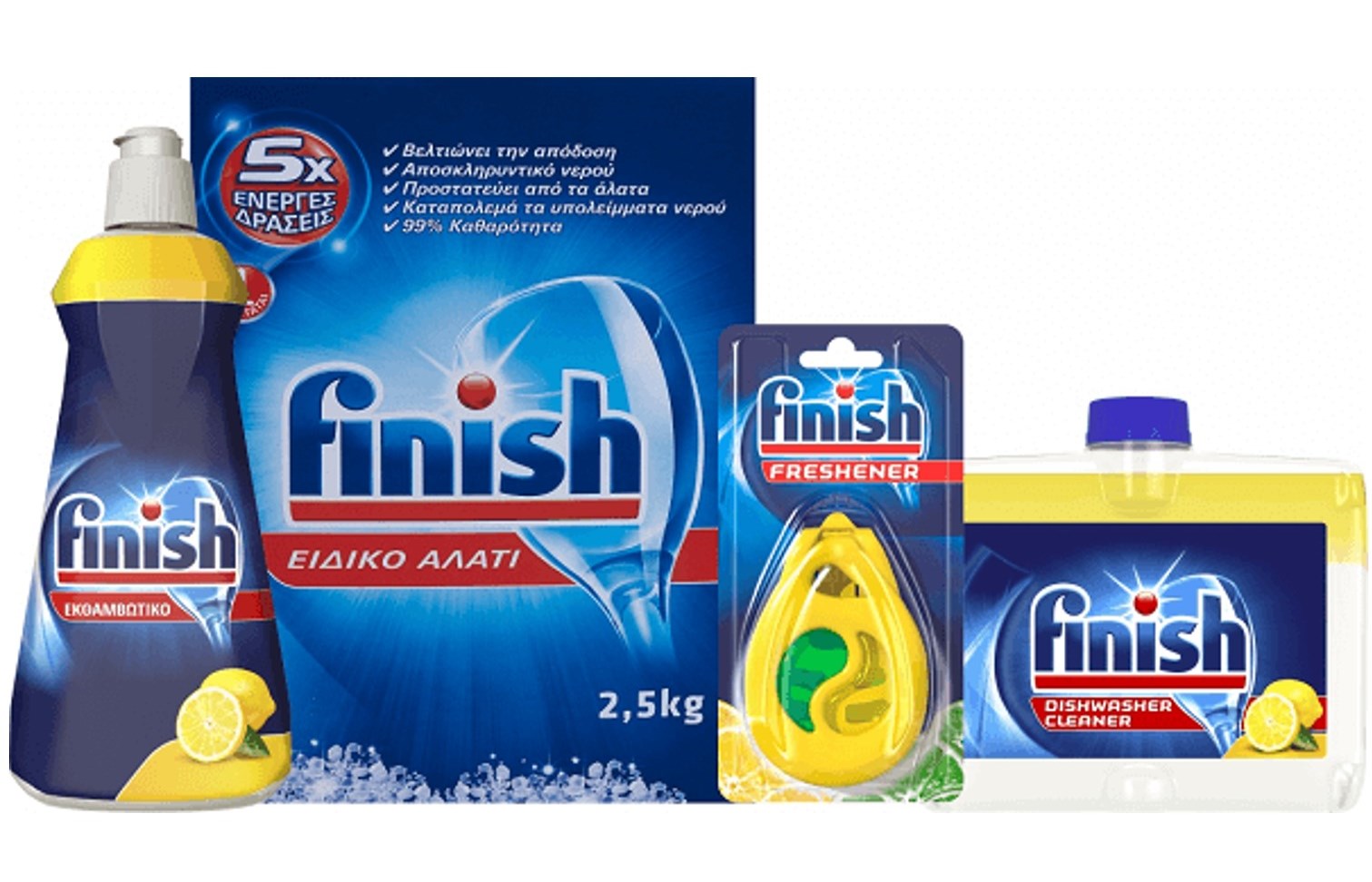 FINISH Συμπληρωματικά Πλυντηρίου Πιάτων: 14,8€ από 25,6€ για Αλάτι + Εκθαμβωτικό + Καθαριστικό + Αρωματικό