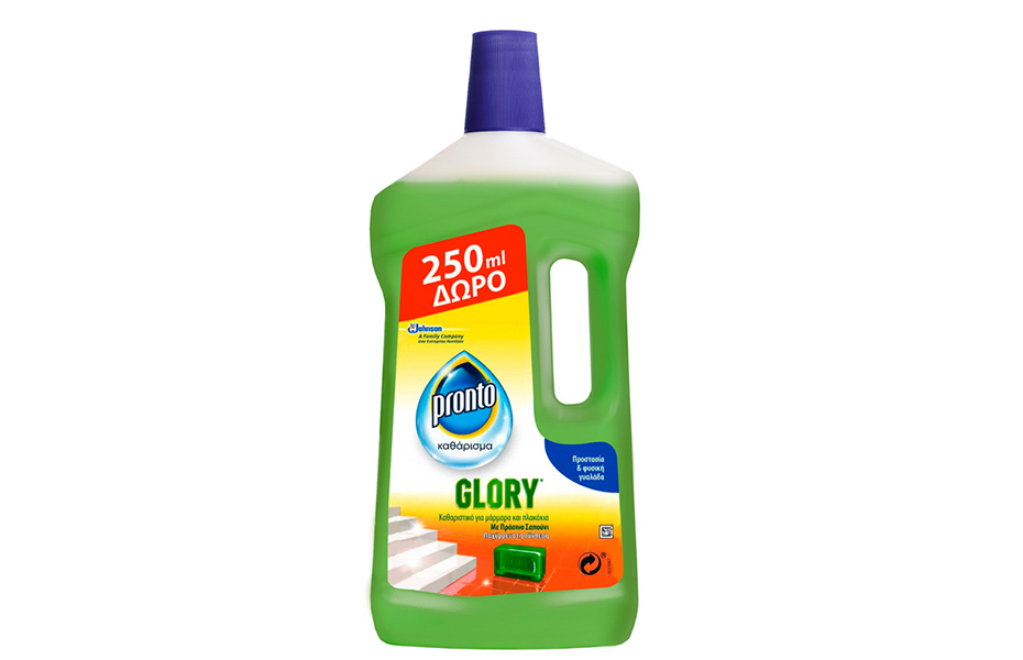 PRONTO Καθαριστικό Πατώματος Glory: 6,9€ για 3 συσκευασίες 1L, με πράσινο σαπούνι, παχύρευστη σύνθεση για προστασία & φυσική γυαλάδα