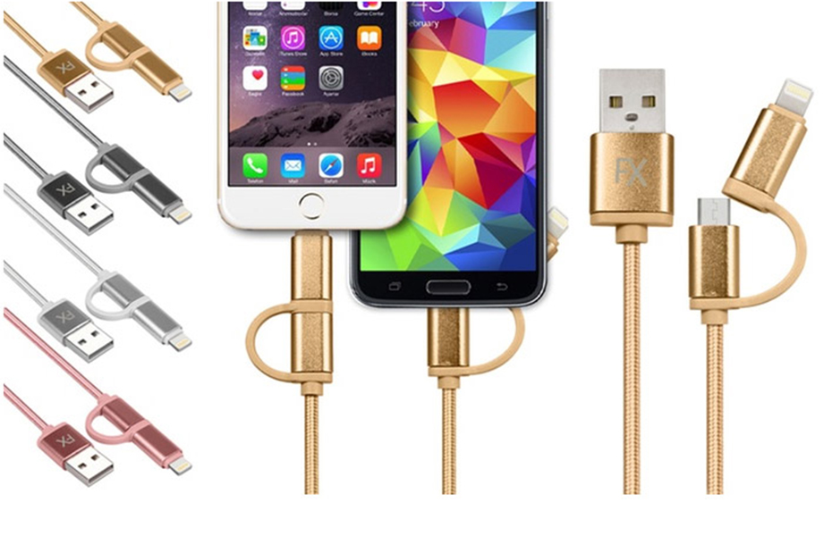 5,9€ από 19,9€ για Καλώδιο USB to Lightning ή Micro USB 2 σε 1 για iOS & Android, σε γκρι χρώμα